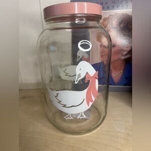 Vintage Decorative Glass Jar with Goose Design